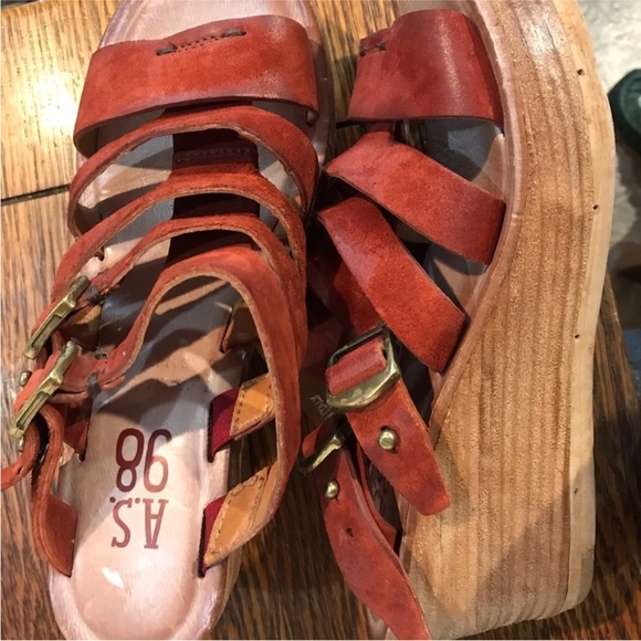 *SOLD* Free People x A.S.98/AS98 leather wedge platform sandals with buckles - Picture 7 of 14